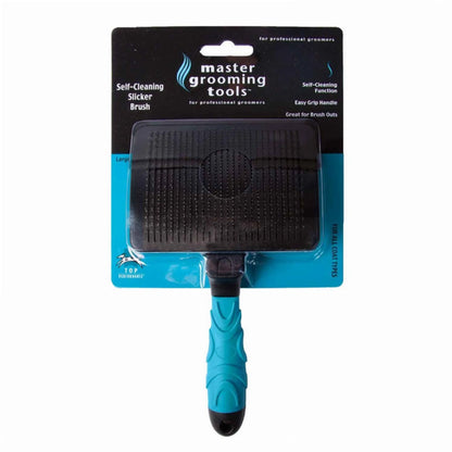 Self-cleaning slicker brush